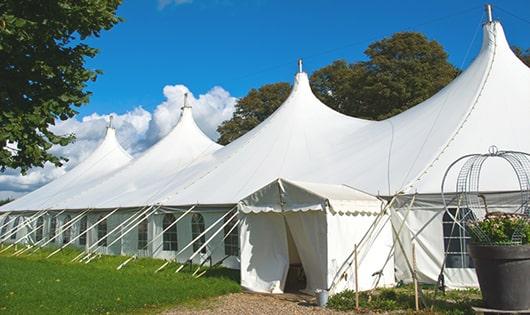 portable restrooms arranged for a special event, providing quick and easy access for attendees in Cohoes